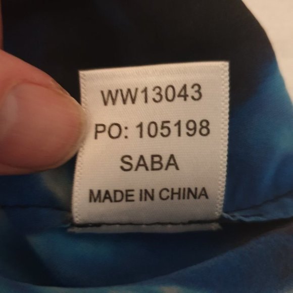 SABA AU-12 Blue/Black Abstract Sleeveless Top Scoop Neck Viscose/Silk Good Condi - Picture 11 of 11